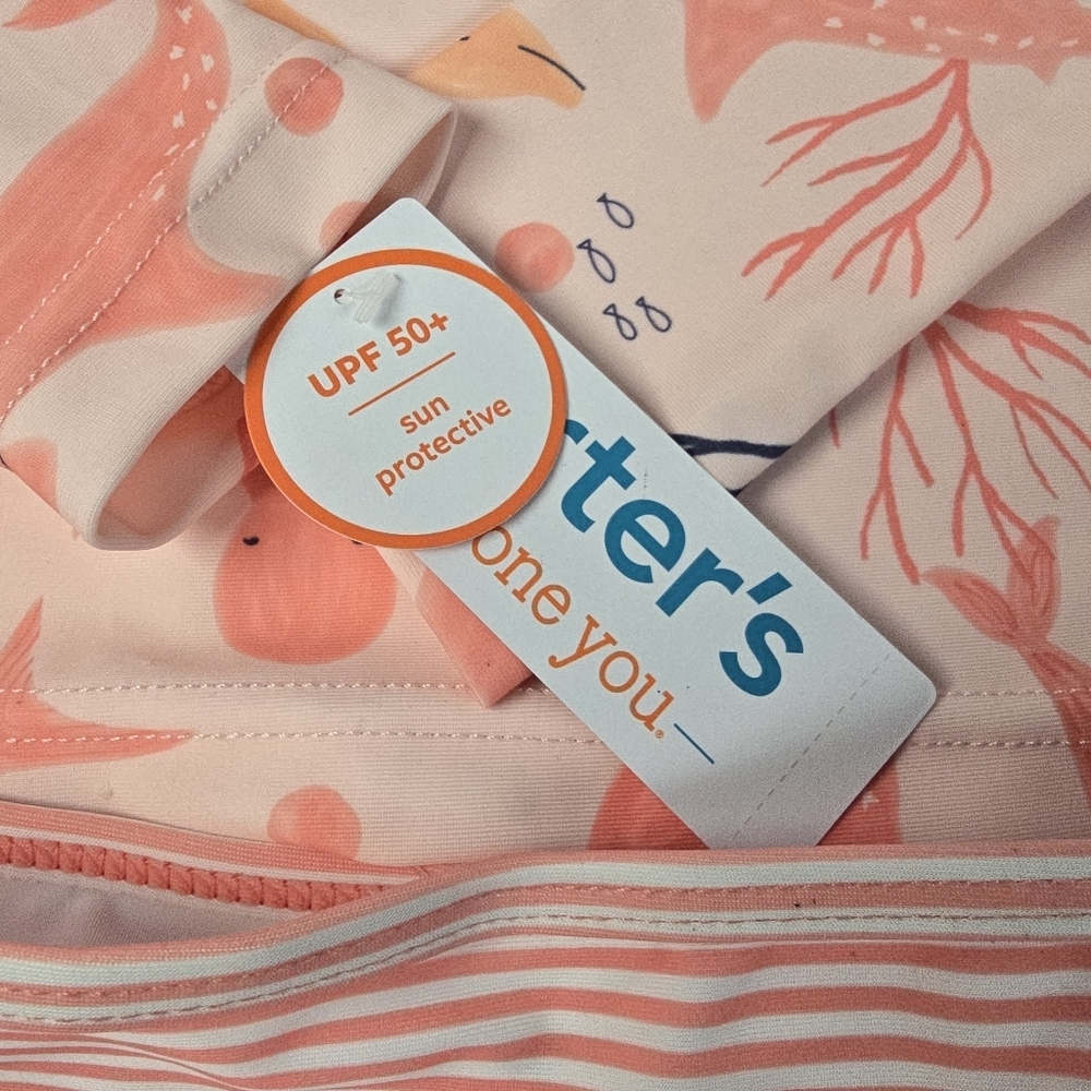 NWT Carter's Toddler Girls' 2-piece Mermaid Print LongSleeve Rashguard swimsuit - Picture 10 of 12